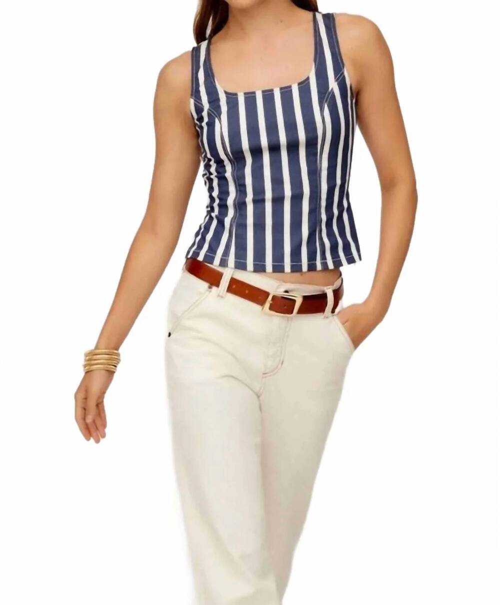 NEW FIFTEEN TWENTY striped kali top in navy/white